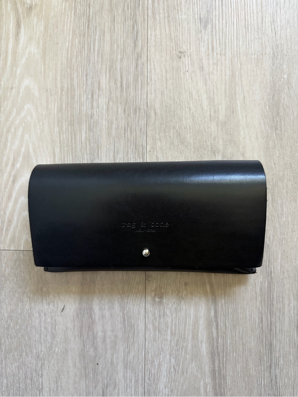 rag & bone Black Leather Foldover Wallet Clutch